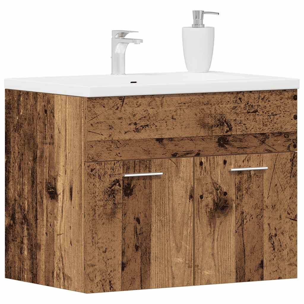 badeværelsesvaskeskab 60x38,5x46 cm konstrueret træ antikt træ - Image 4