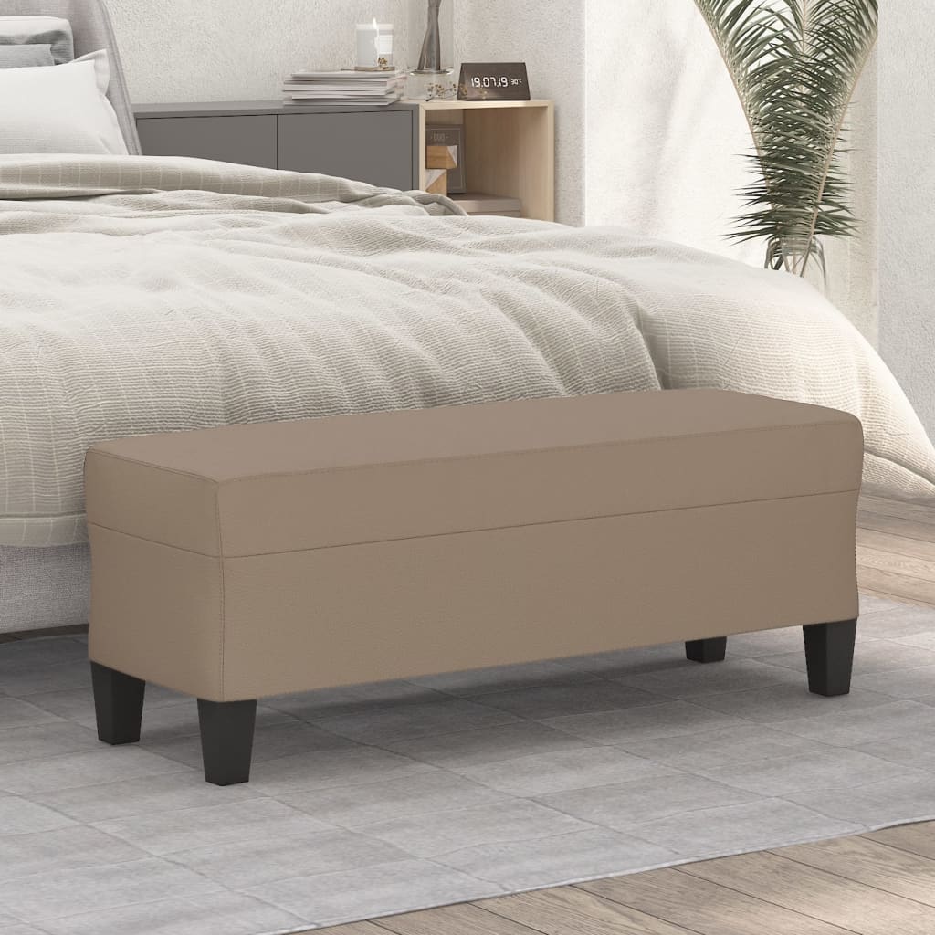bænk 100x35x41 cm kunstlæder cappuccino farvet