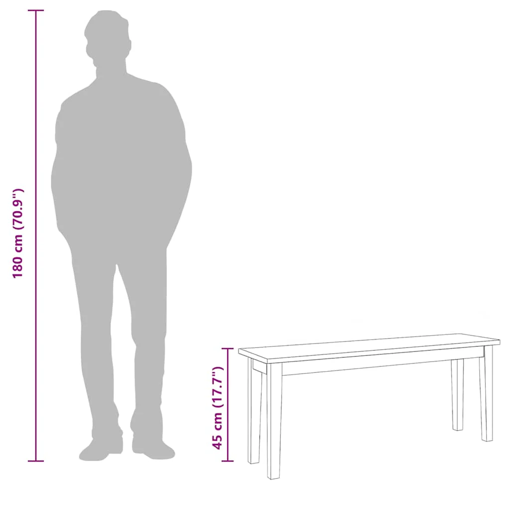 bænk 110 cm massivt gummitræ - Image 10