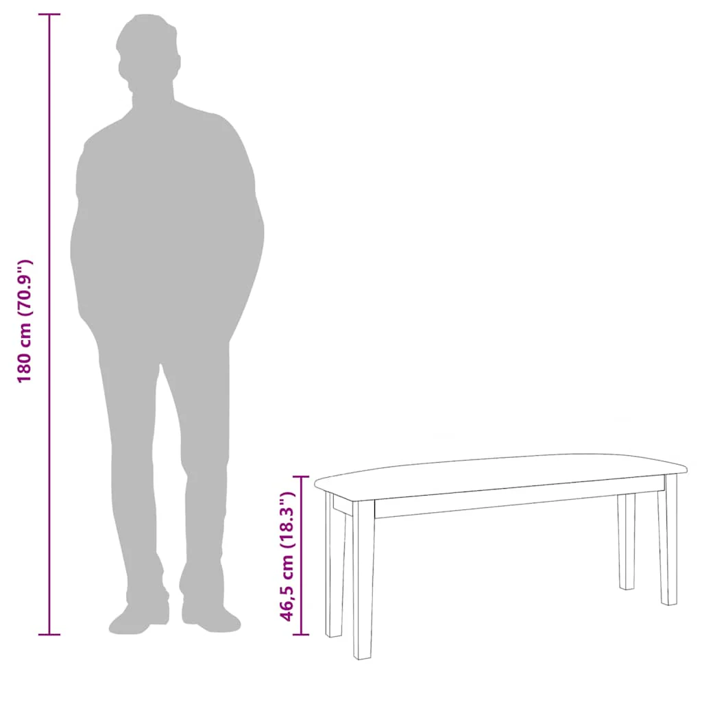 bænk 110 cm massivt gummitræ hvid - Image 10