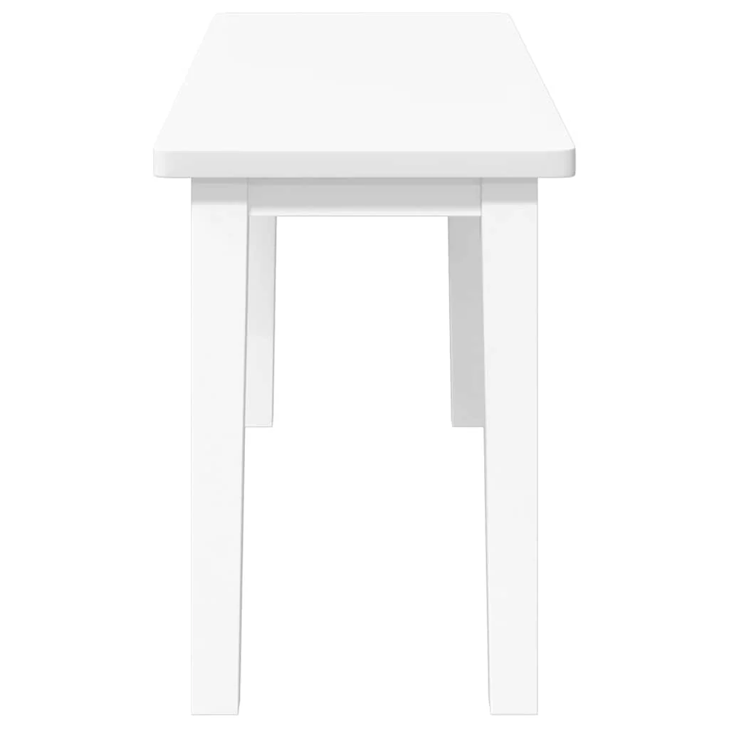 bænk 90 cm massivt gummitræ hvid - Image 5
