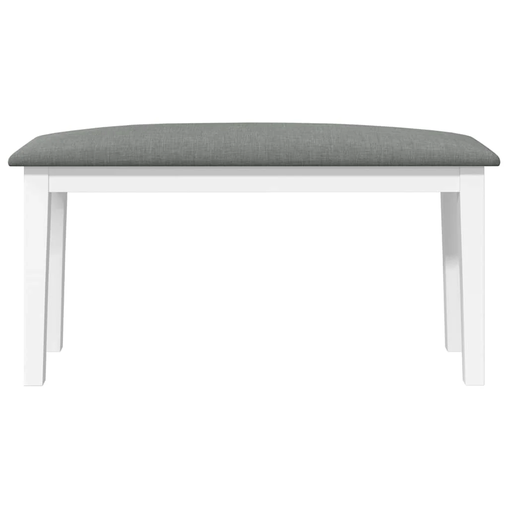 bænk 90 cm massivt gummitræ hvid - Image 4