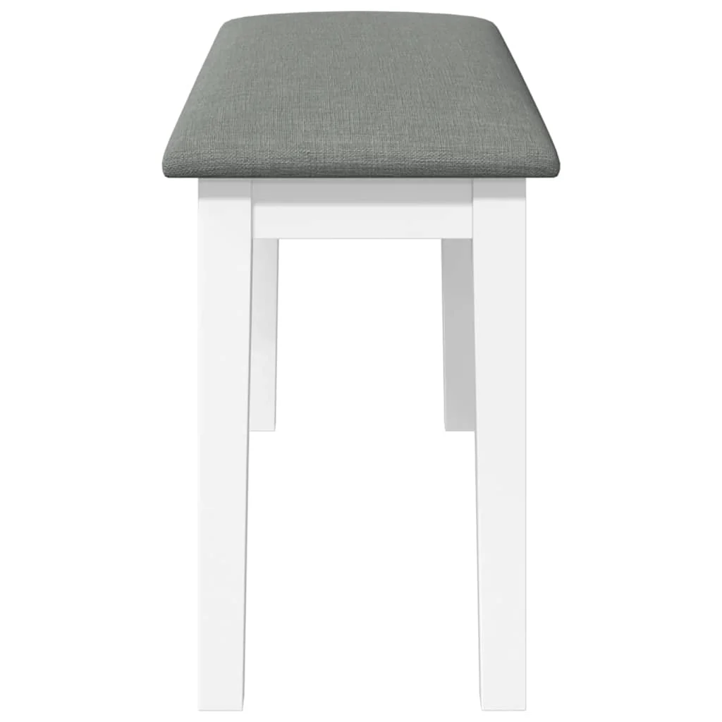 bænk 90 cm massivt gummitræ hvid - Image 5