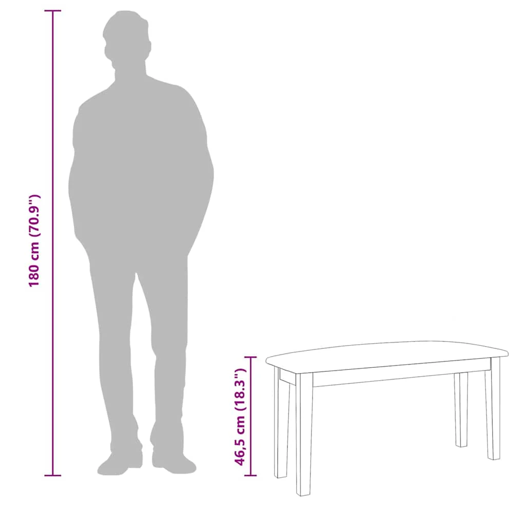 bænk 90 cm massivt gummitræ hvid - Image 9