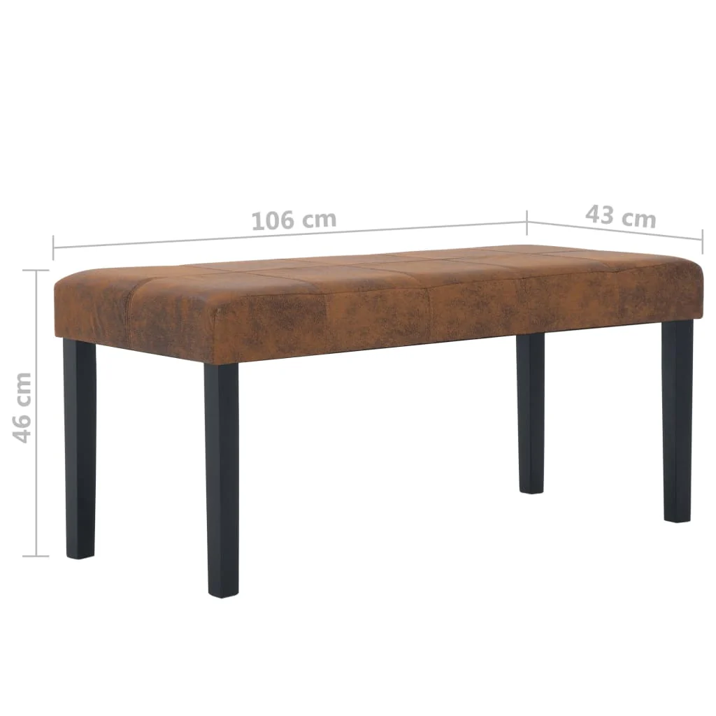 bænk i imiteret ruskind 106 cm brun - Image 7