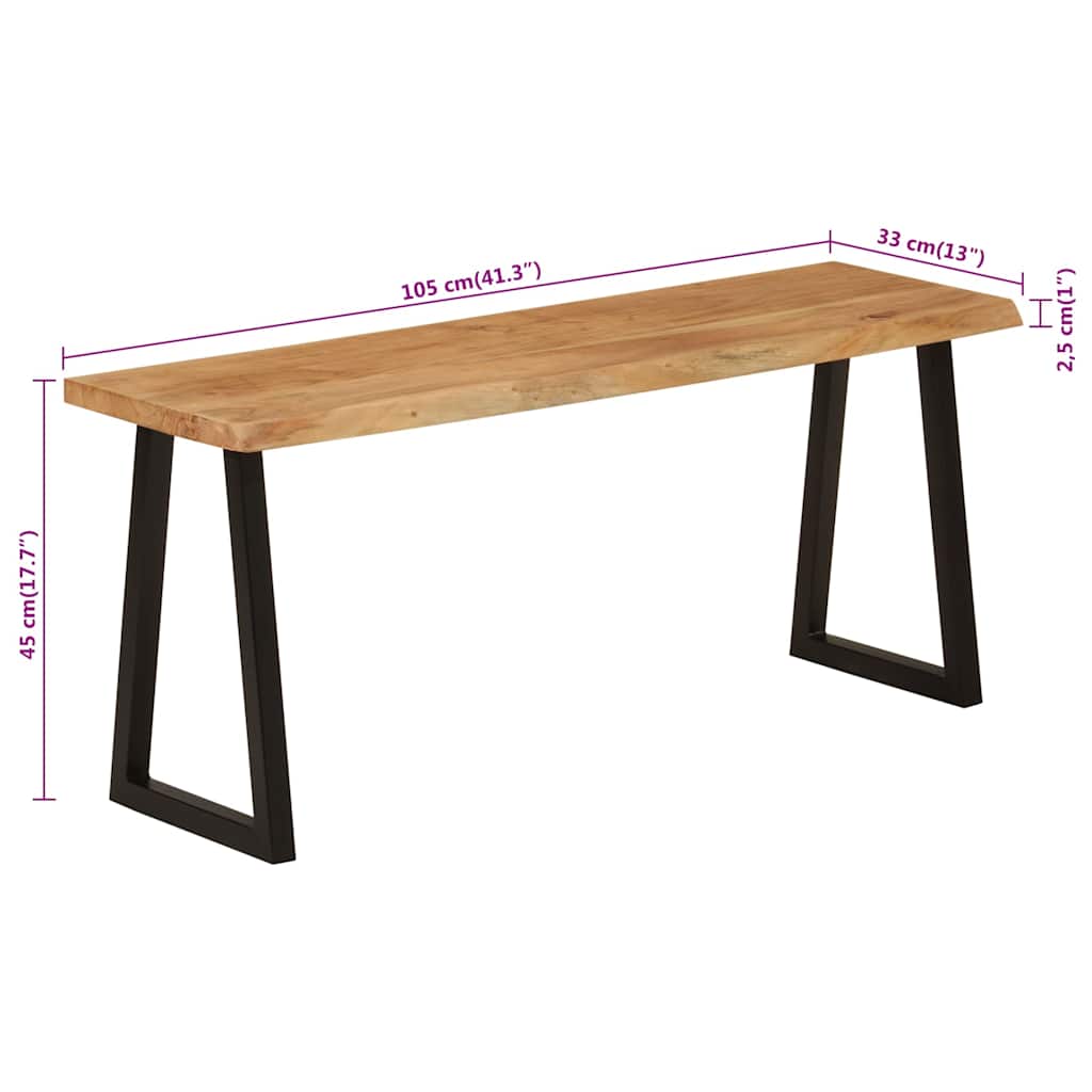 bænk med naturlig kant 105 cm massivt akacietræ - Image 8