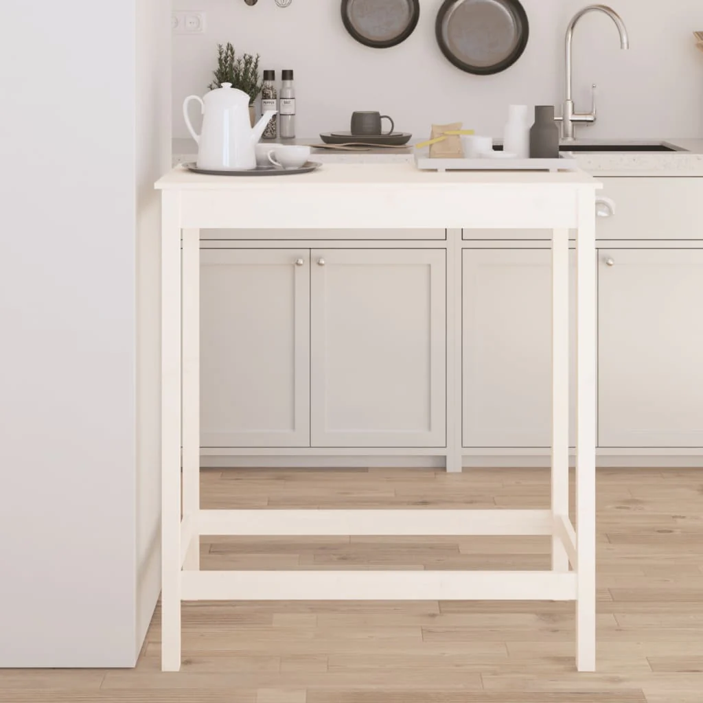 barbord 100x50x110 cm massivt fyrretræ hvid