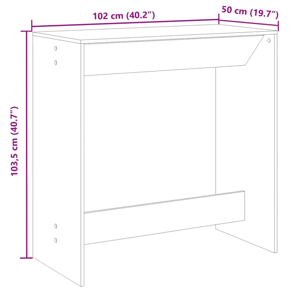 barbord 102x50x103,5 cm konstrueret træ gammelt trælook - Image 8