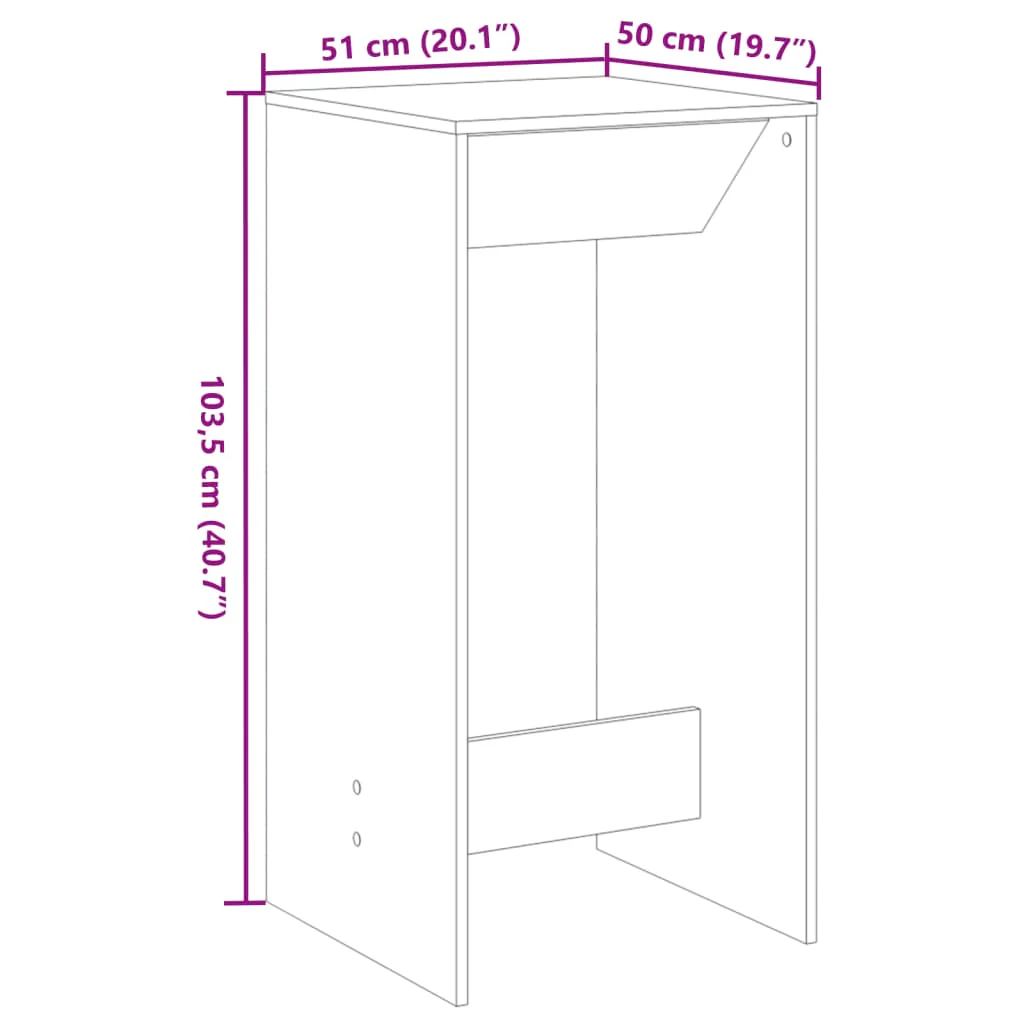 barbord 51x50x103,5 cm konstrueret træ gammelt trælook - Image 8