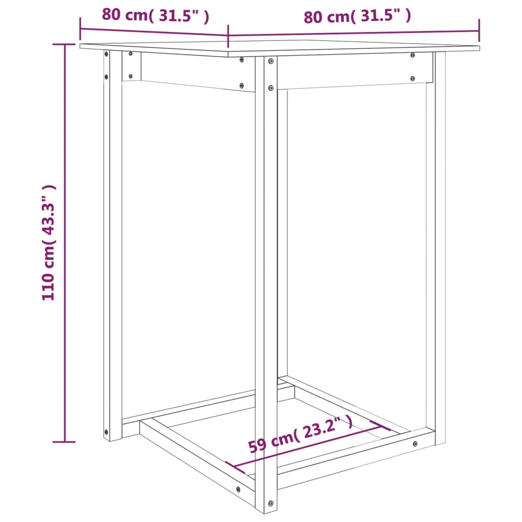 barbord 80x80x110 cm massivt fyrretræ gyldenbrun - Image 7
