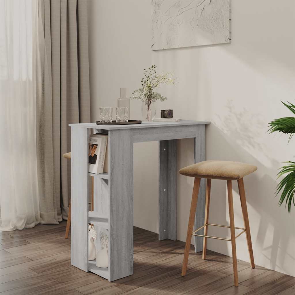 barbord m. hylde 102x50x103,5 cm konstrueret træ grå sonoma-eg
