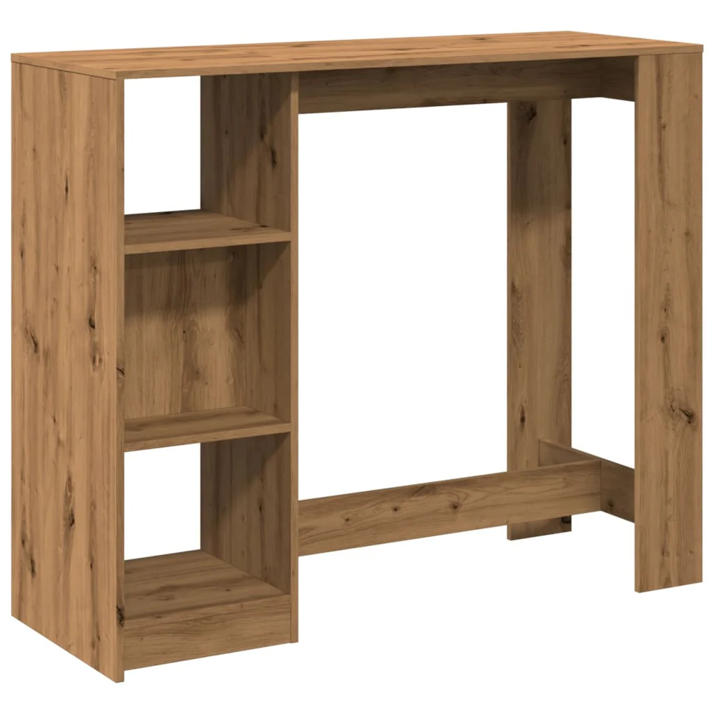 barbord m. hylde 124x46x103,5 cm konstrueret træ egetræslook - Image 2