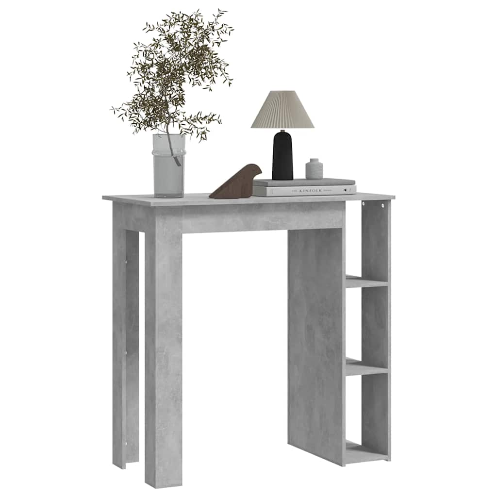 barbord med hylde 102x50x103,5 cm konstrueret træ betongrå - Image 5