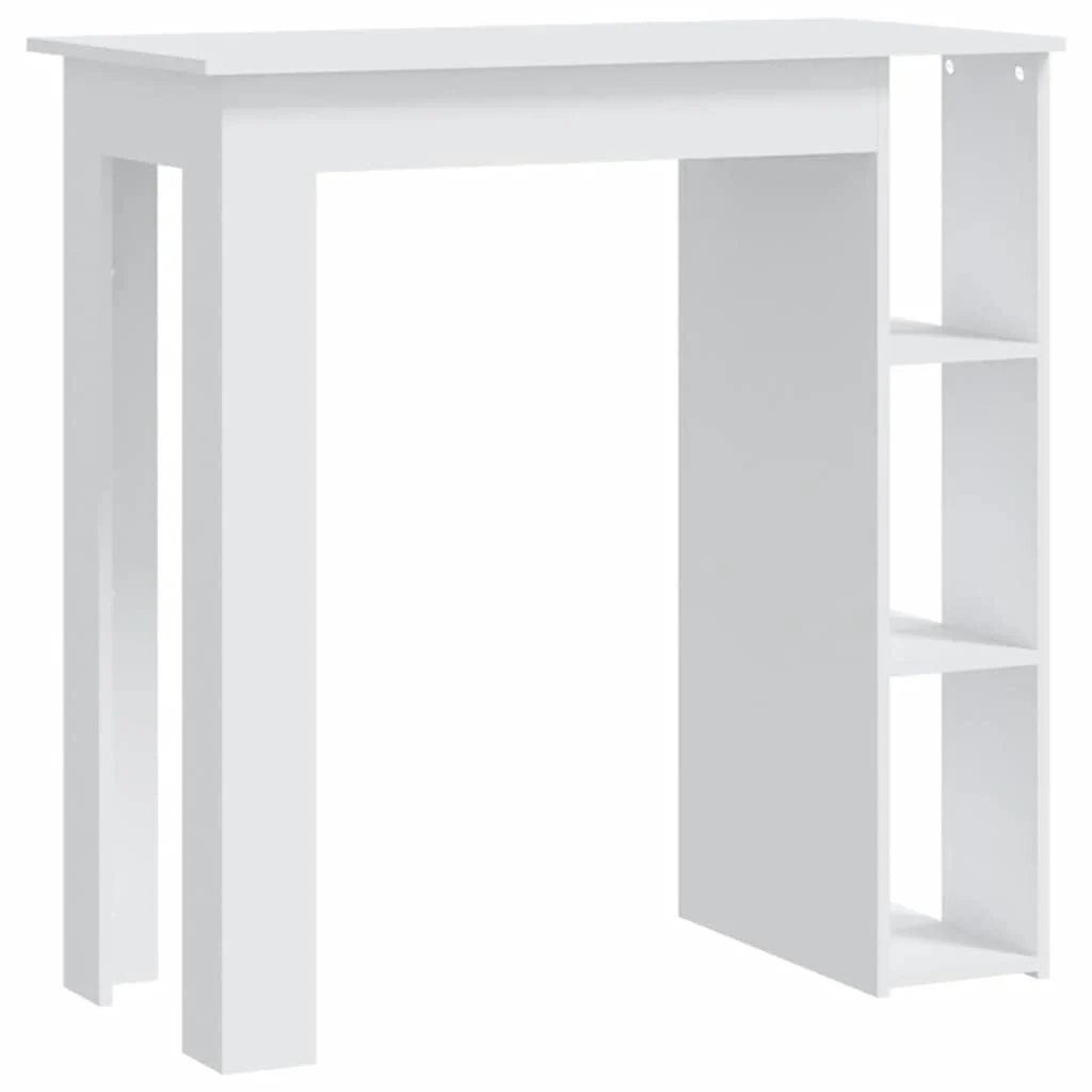 barbord med hylde 102x50x103,5 cm konstrueret træ hvid - Image 2