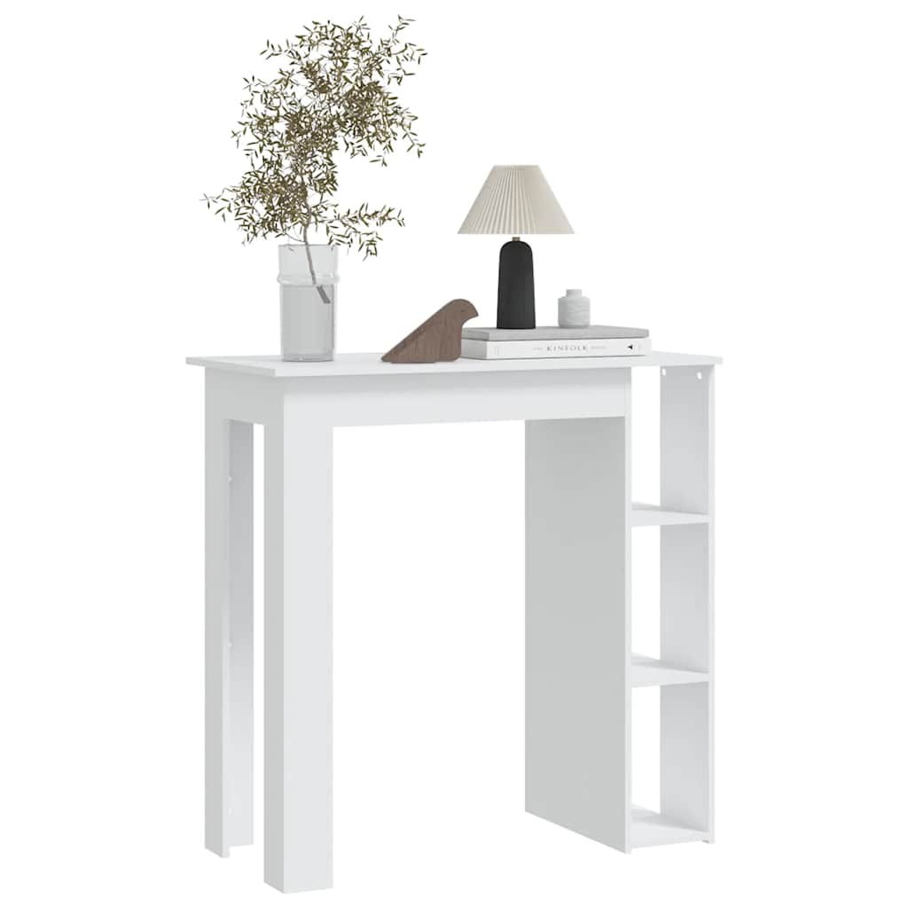 barbord med hylde 102x50x103,5 cm konstrueret træ hvid - Image 5