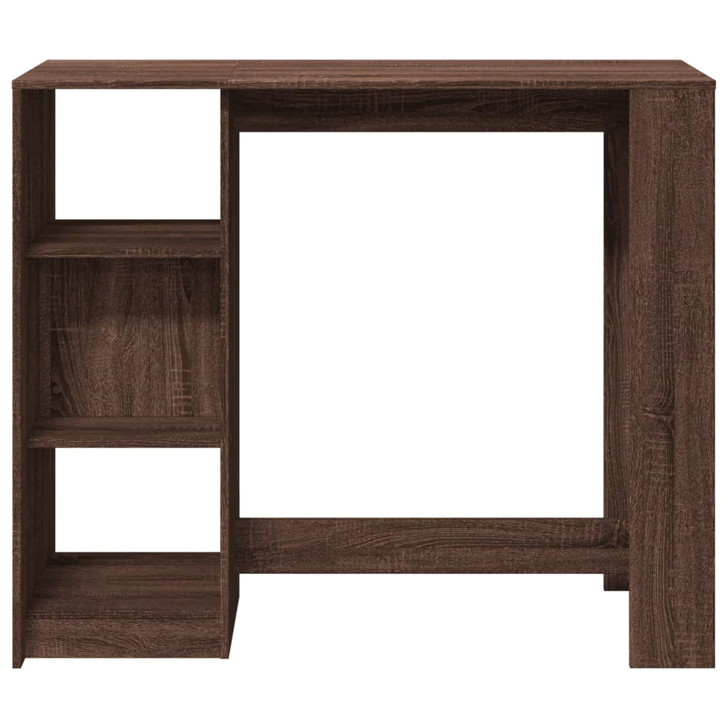 barbord med hylde 124x46x103,5 cm konstrueret træ brun egetræ - Image 4