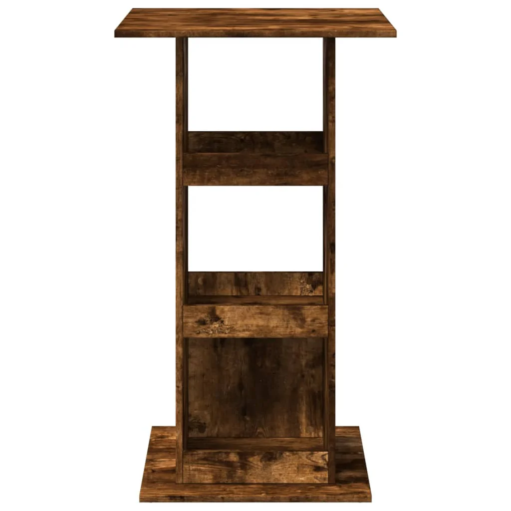 barbord med opbevaring 60x60x102 cm konstrueret træ røget eg - Image 4