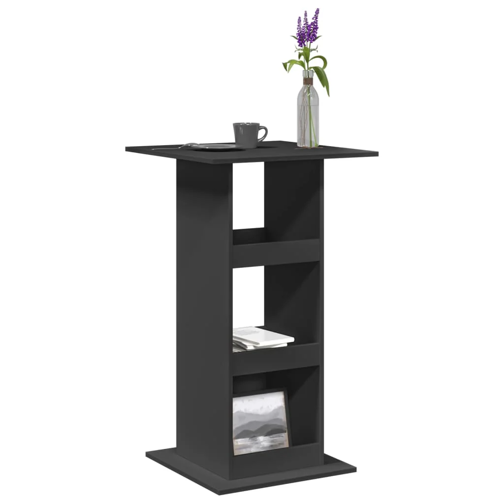 barbord med opbevaring 60x60x102 cm konstrueret træ sort