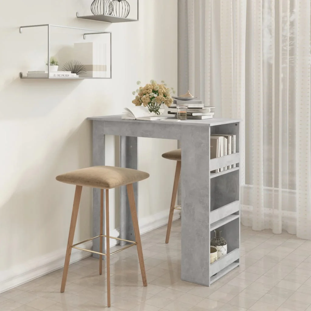 barbord med opbevaringsstativ 102x50x103,5 cm betongrå