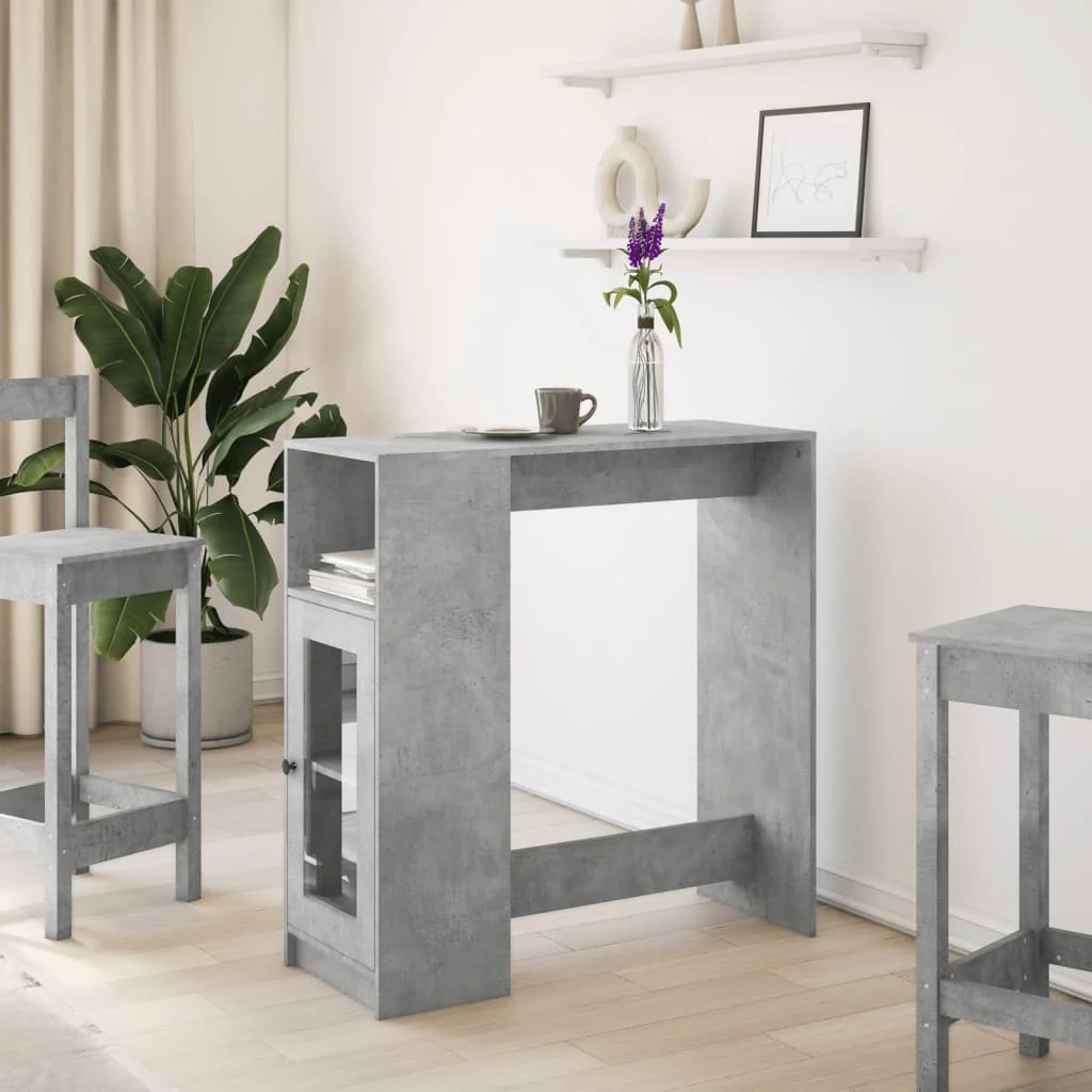 barbord med stativer 101x40x103,5 cm konstrueret træ betongrå - Image 3