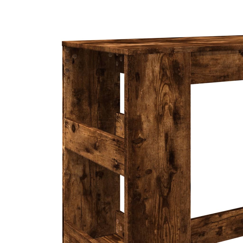 barbord med stativer 90x40x103,5 cm konstrueret træ røget eg - Image 7