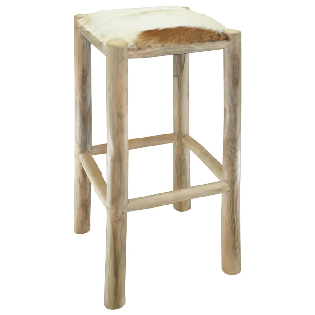 barstol gedeskindslæder og massivt teaktræ - Image 2
