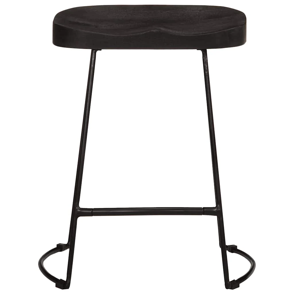 barstole 2 stk. 46x38x52 cm massivt mangotræ sort - Image 2