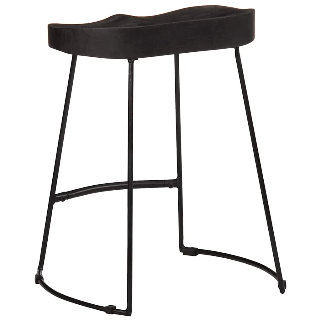 barstole 2 stk. 46x38x52 cm massivt mangotræ sort - Image 4
