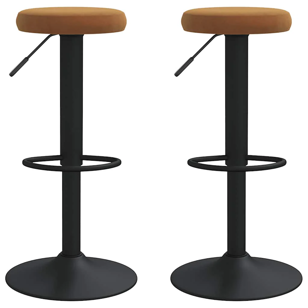 barstole 2 stk. fløjl brun - Image 2
