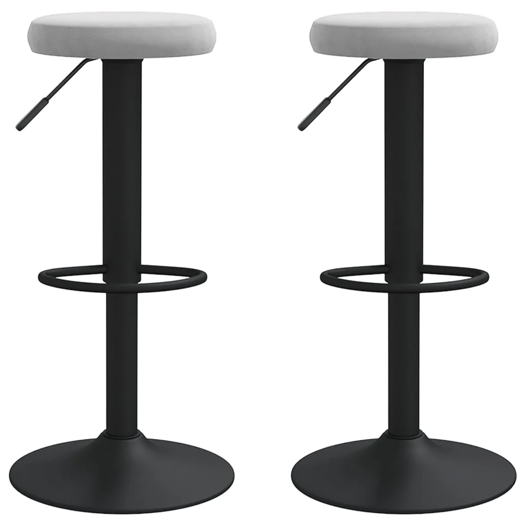 barstole 2 stk. fløjl lysegrå - Image 2