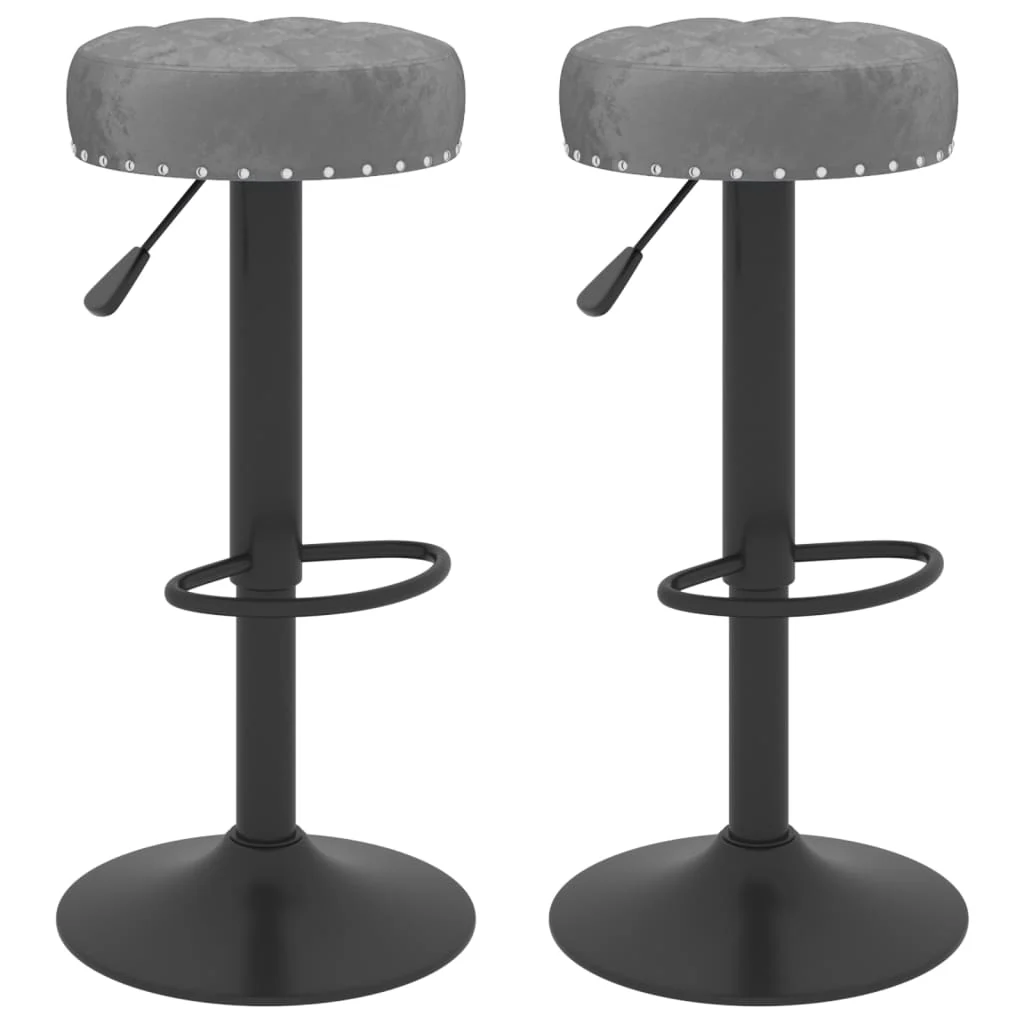 barstole 2 stk. fløjl mørkegrå - Image 2