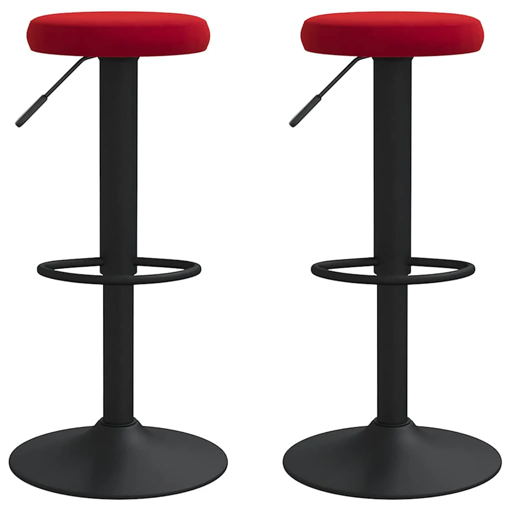 barstole 2 stk. fløjl vinrød - Image 2