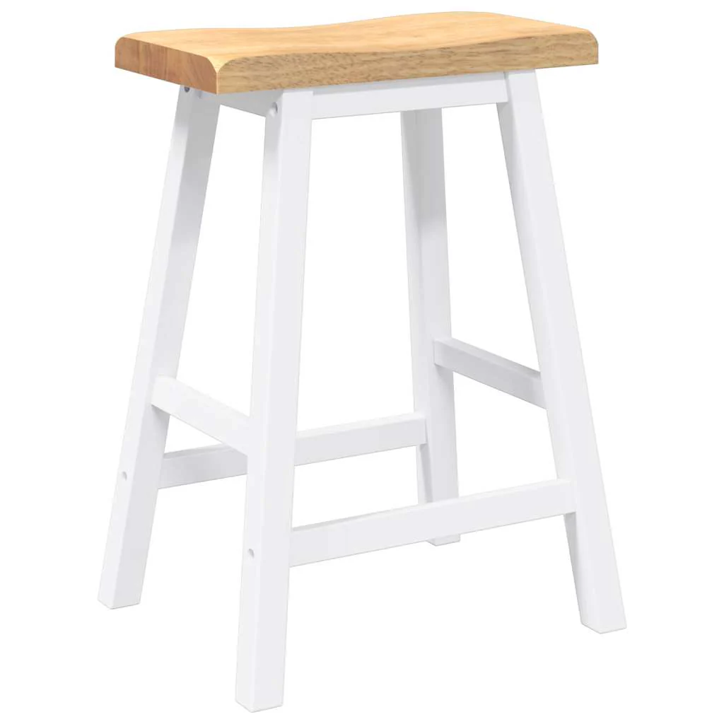 barstole 2 stk. massivt gummitræ hvid - Image 4