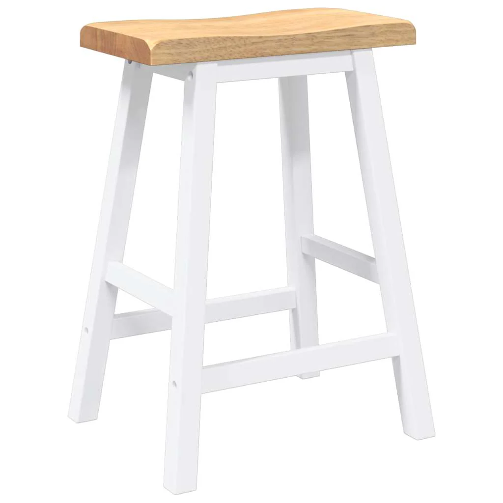 barstole 2 stk. massivt gummitræ hvid - Image 7