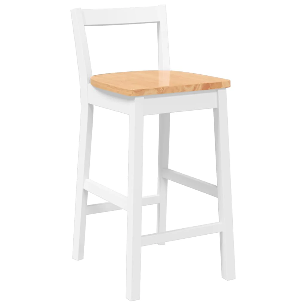 barstole 2 stk. massivt gummitræ hvid - Image 4
