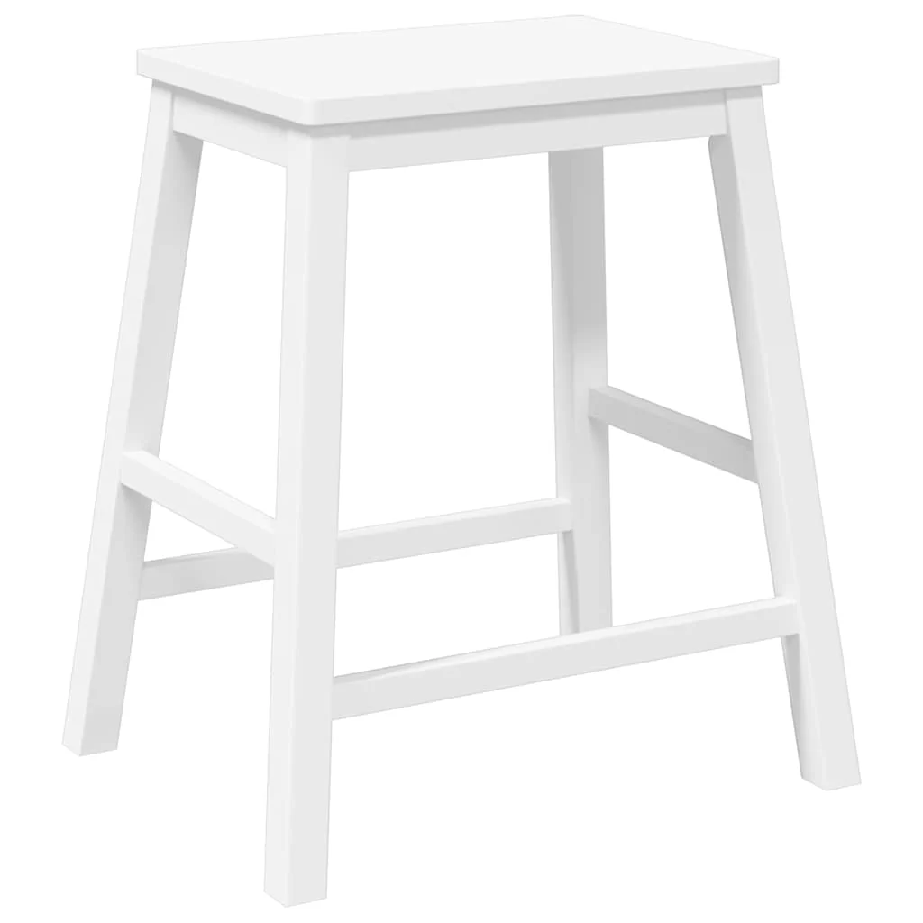 barstole 2 stk. massivt gummitræ hvid - Image 7