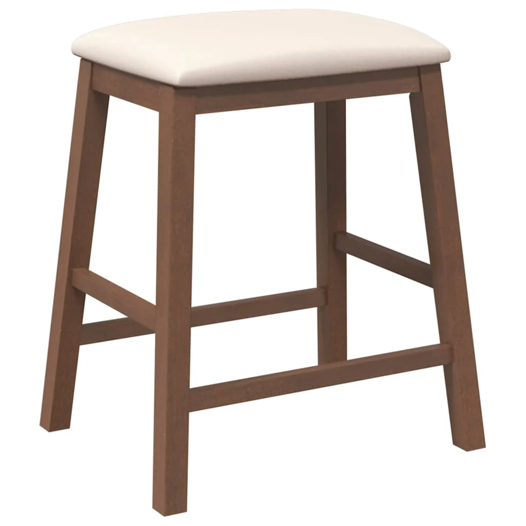 barstole med hynder 2 stk. massivt gummitræ brun - Image 4