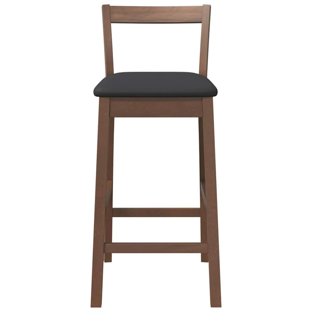 barstole med hynder 2 stk. massivt gummitræ brun - Image 5