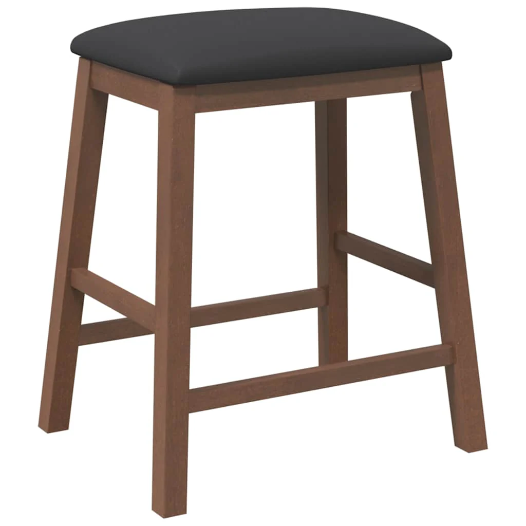 barstole med hynder 2 stk. massivt gummitræ brun - Image 7