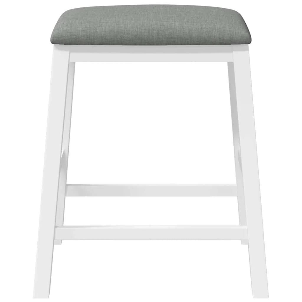 barstole med hynder 2 stk. massivt gummitræ hvid - Image 5