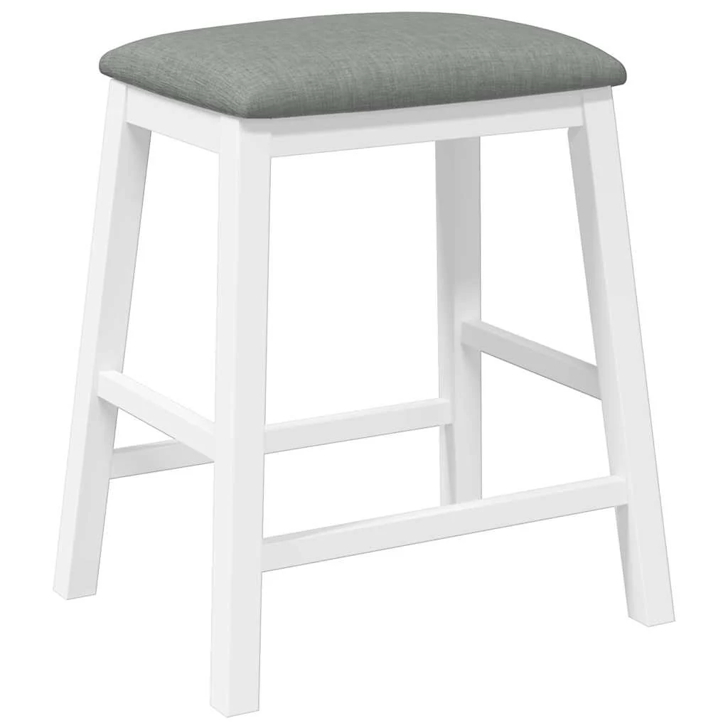barstole med hynder 2 stk. massivt gummitræ hvid - Image 7