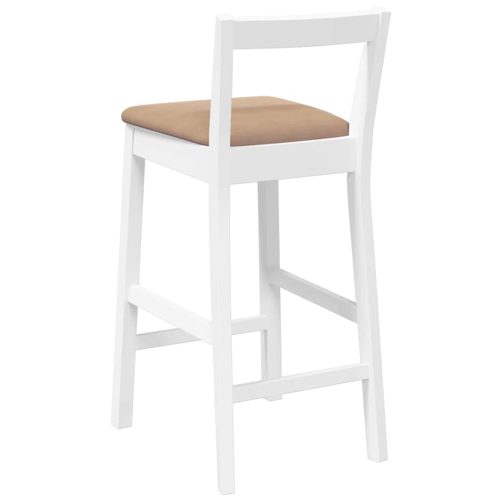 barstole med hynder 2 stk. massivt gummitræ hvid - Image 7