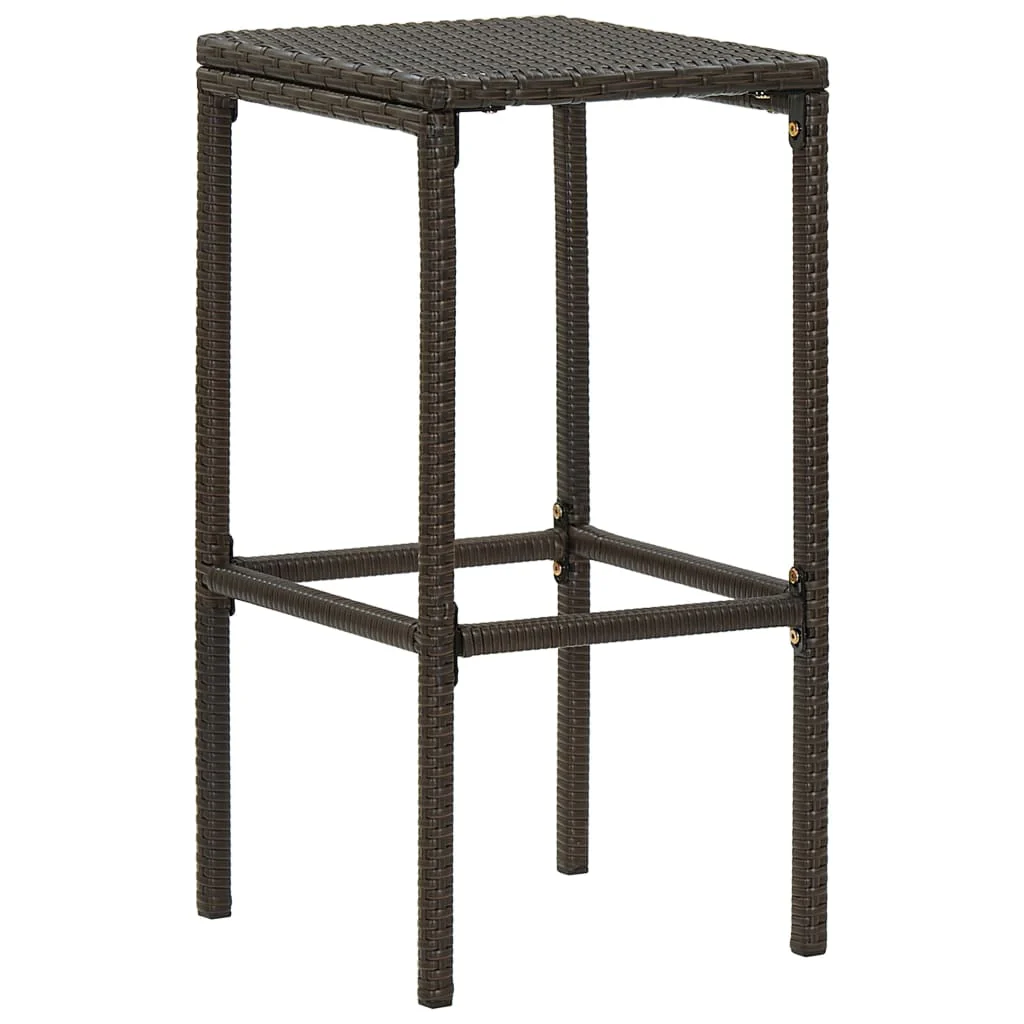 barstole med hynder 2 stk. polyrattan brun - Image 3