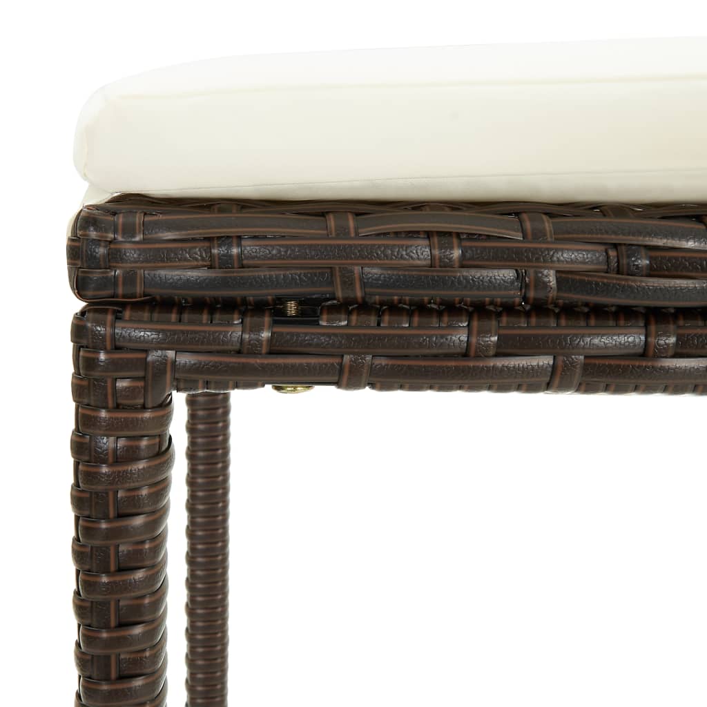 barstole med hynder 2 stk. polyrattan brun - Image 6