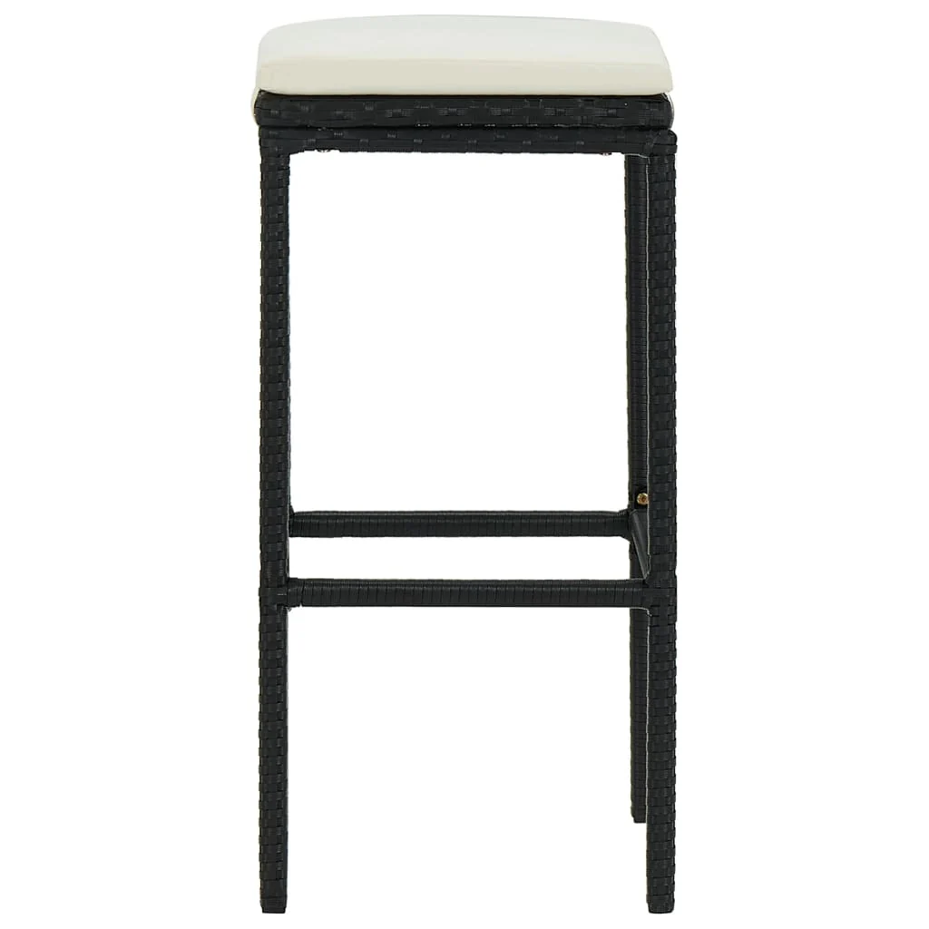 barstole med hynder 2 stk. polyrattan sort - Image 5