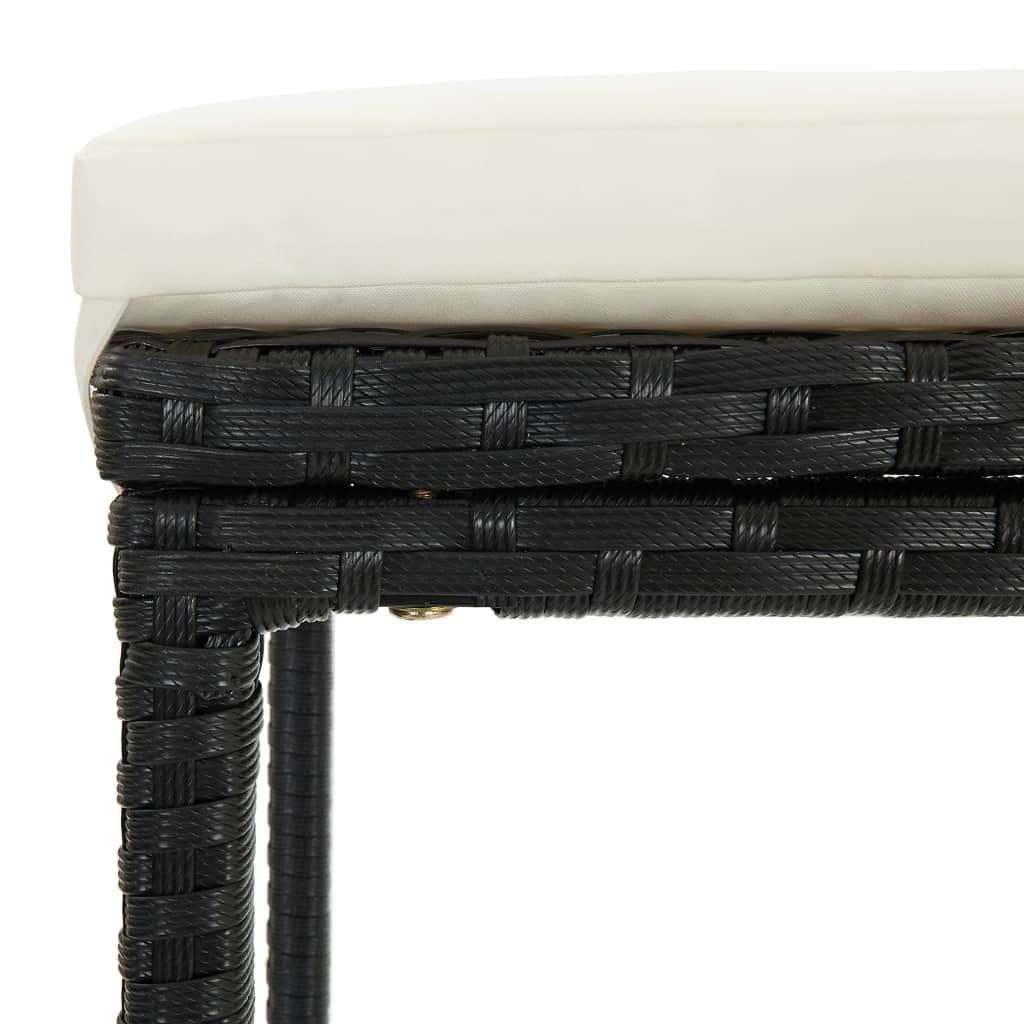 barstole med hynder 2 stk. polyrattan sort - Image 6
