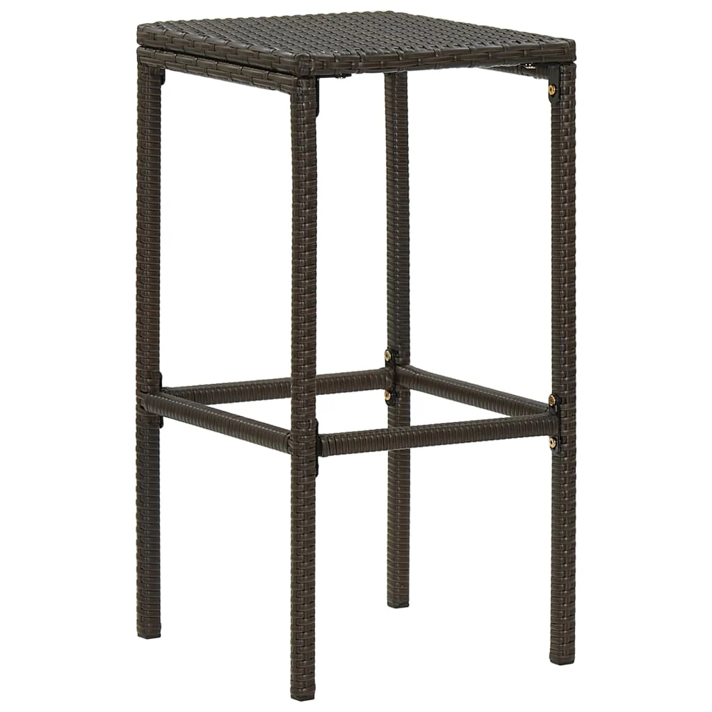 barstole med hynder 3 stk. polyrattan brun - Image 3