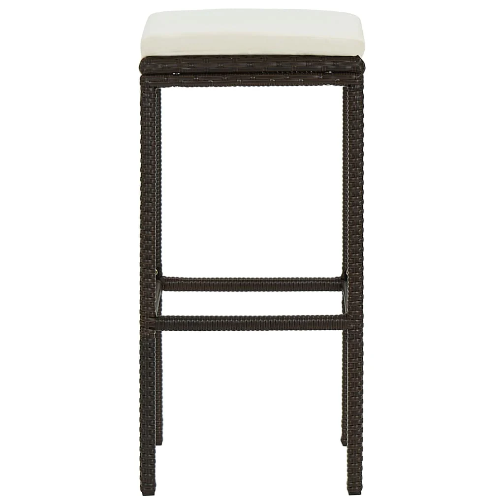 barstole med hynder 3 stk. polyrattan brun - Image 4