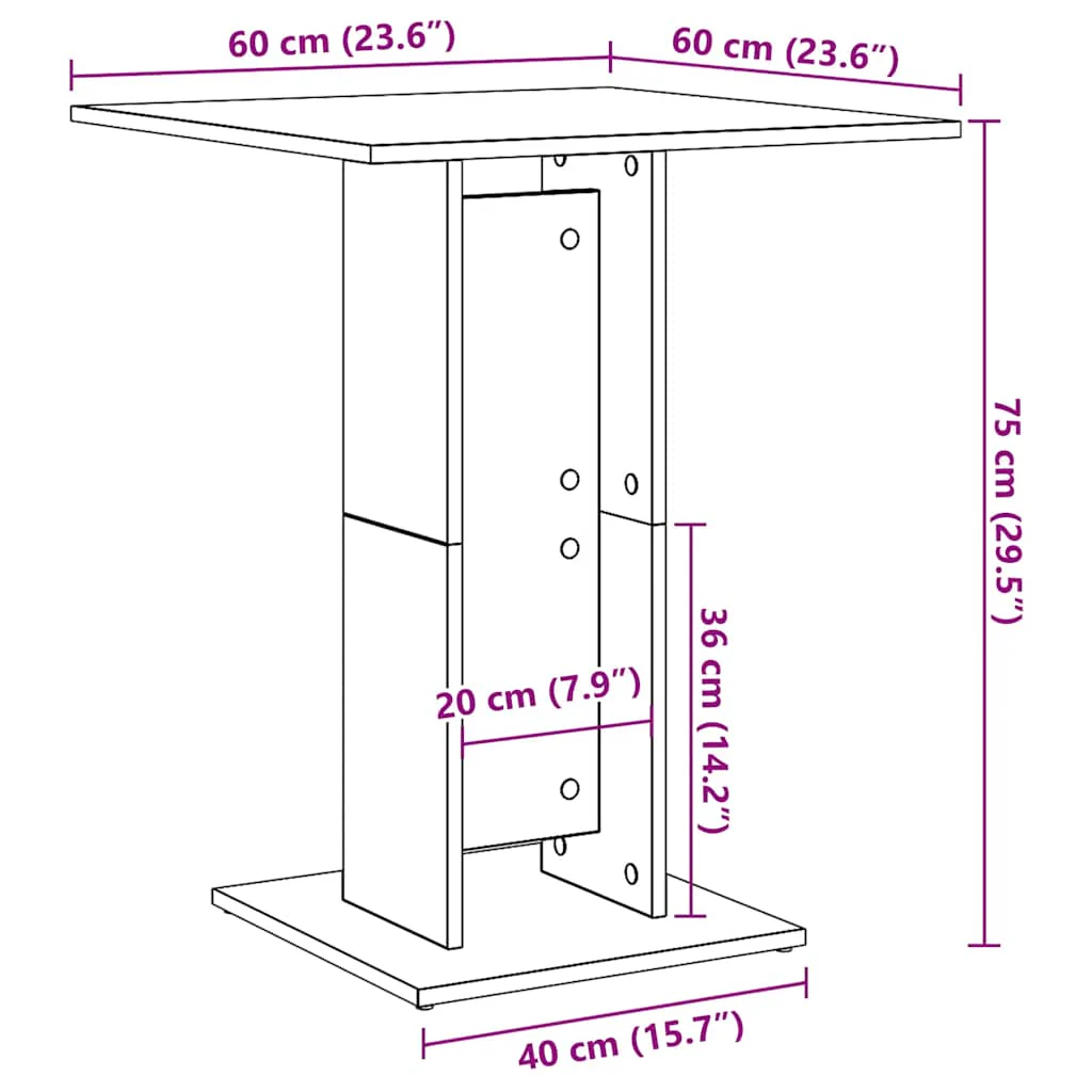 bistrobord 60x60x75 cm konstrueret træ kunsteg - Image 8