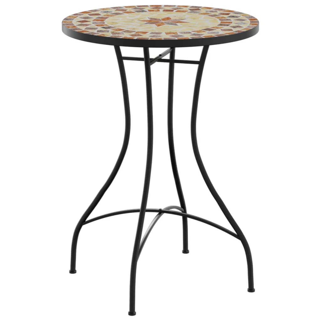 bistrobord mosaikdesign Ø50x70 cm keramik terracotta og hvid - Image 2